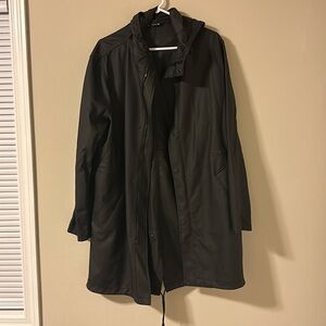 Zara Large fishtail style black parka. Rain jacket